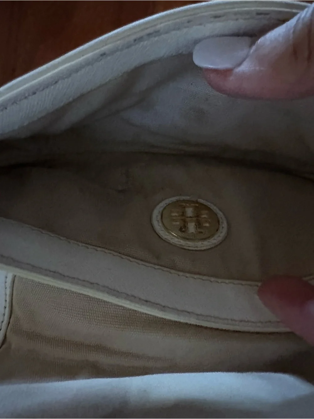 Tory Burch Cream Leather Crossbody with Gold Chain Strap